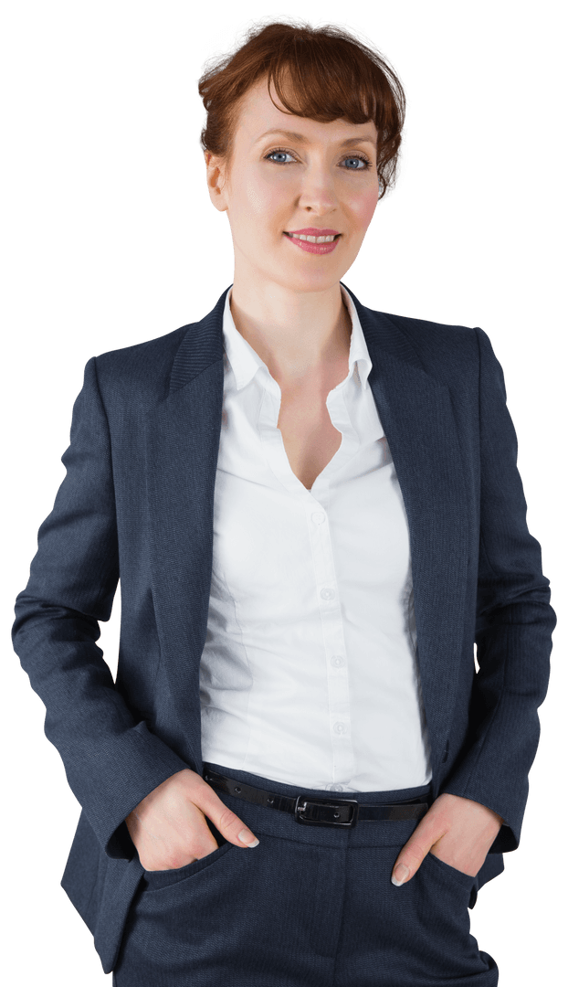 Confident Businesswoman on Transparent Background in Suit