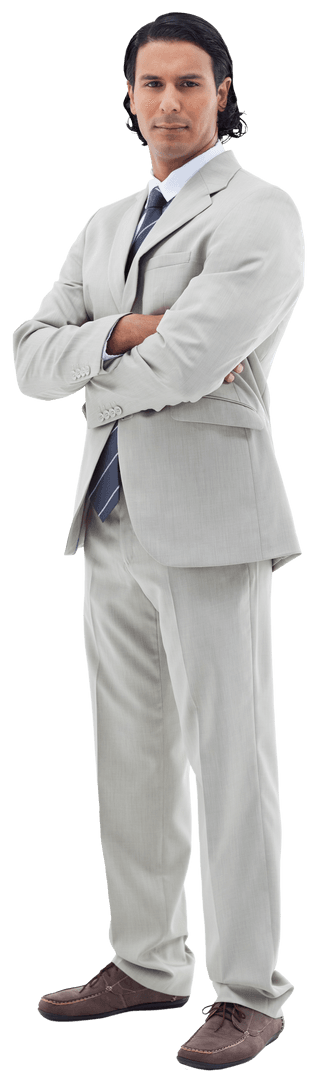 Transparent Portrait of Serious Office Worker Posing Confidently