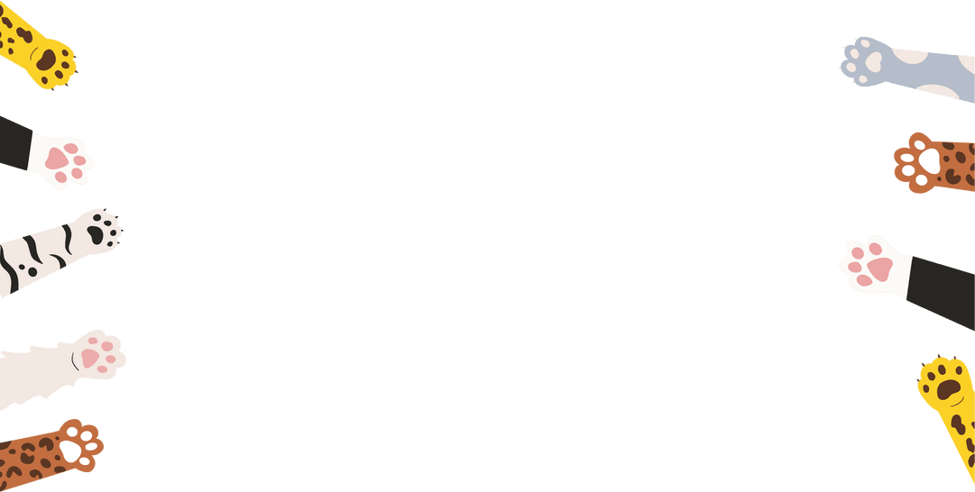 Whimsical Cat Paws Border Illustration on Transparent Background