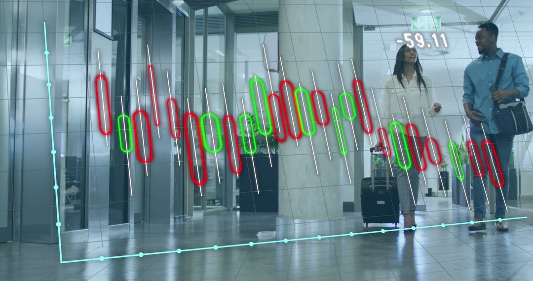 Financial Analytics Overlaid on Busy Office Environment