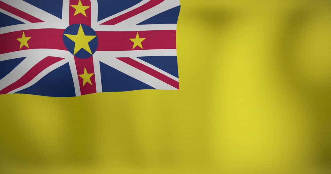 Waving Niuean Flag on Yellow Backdrop