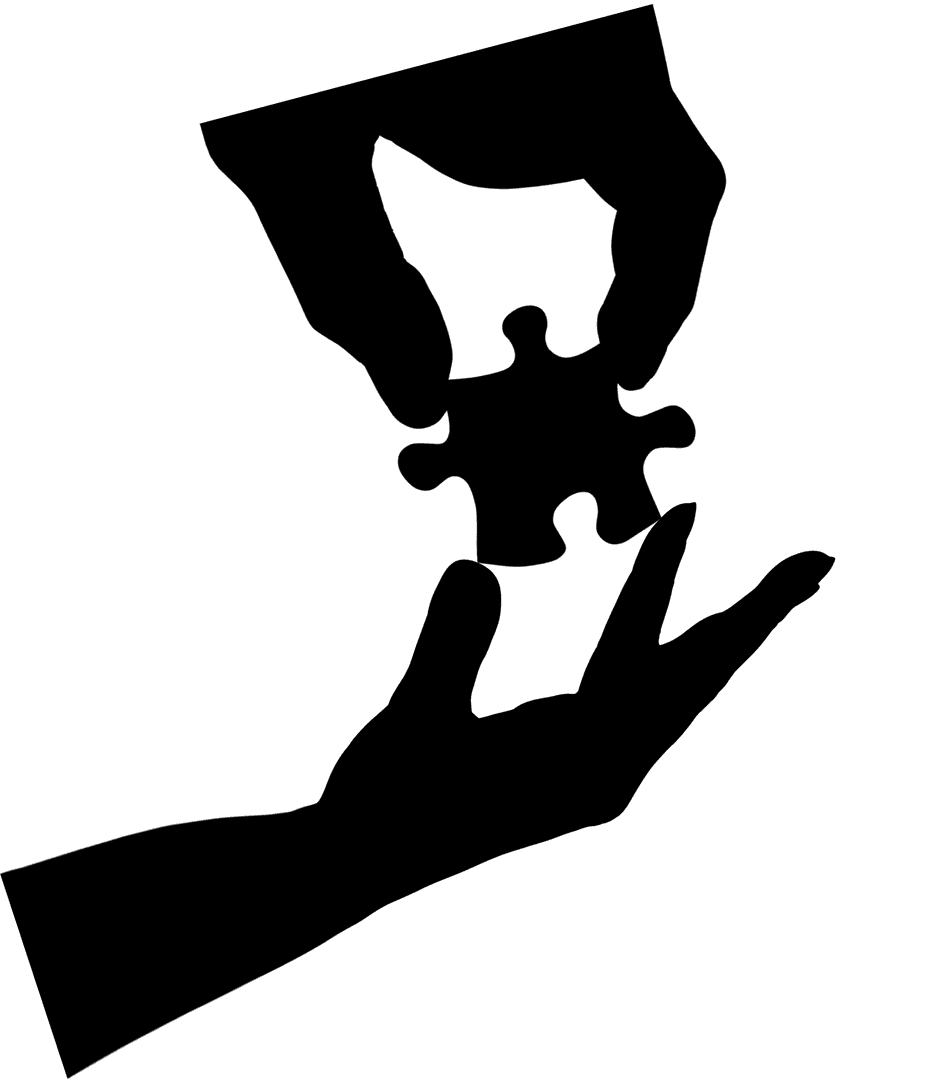 Transparent Silhouette of Hands Holding Puzzle Piece