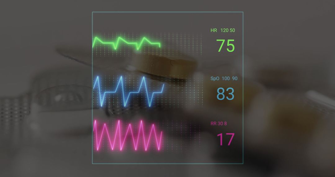 Cardiograph Data Interface Overlay on Medicine Pills