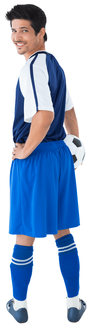 Transparent Smiling Soccer Player Holding Ball Goalkeeper Kit