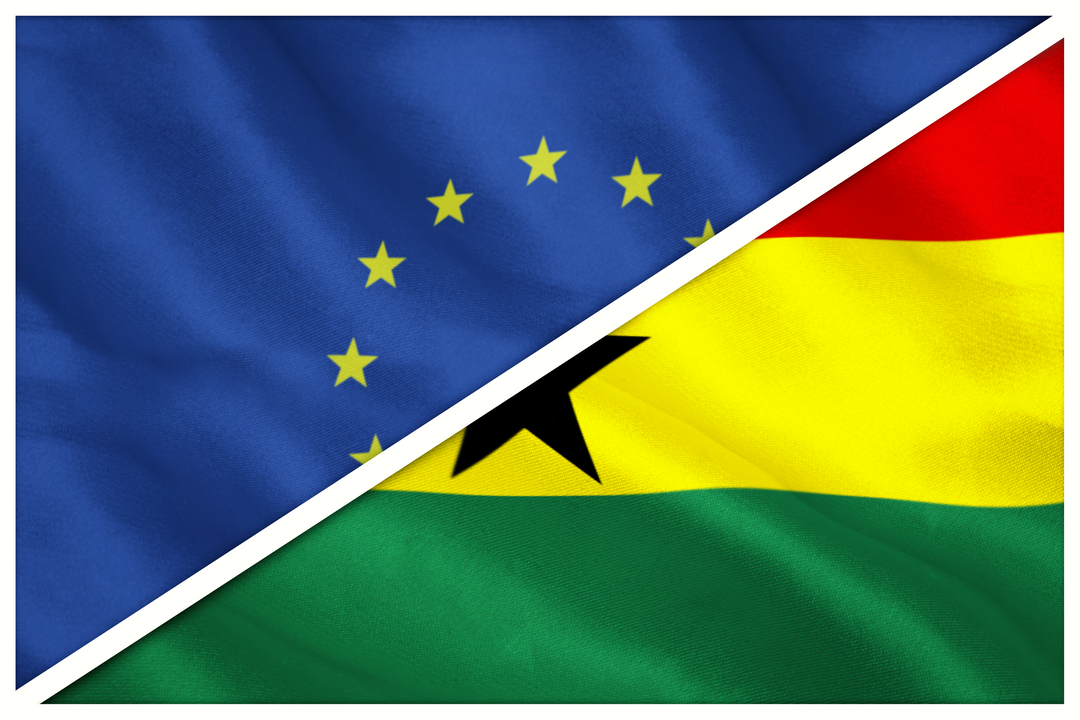 Close-Up Transparent Flag of European Union and Ghana - Download Free Stock Images Pikwizard.com