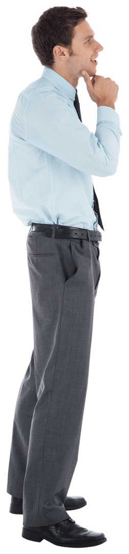 Thoughtful Businessman Pondering with Hand on Chin Transparent
