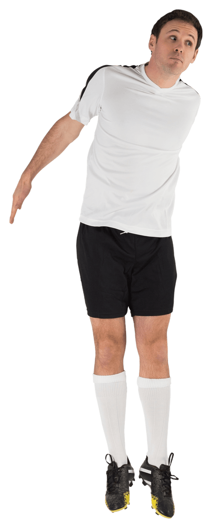 Transparent Background Football Player Jumping in White Kit
