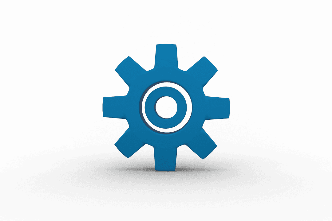 Blue Cogwheel Illustration on Transparent Background for Progress Concept
