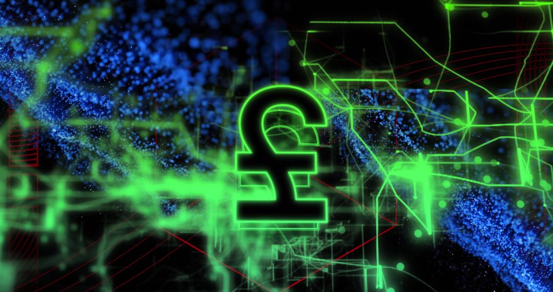 Digital Pound Sign with Abstract Data Visualization