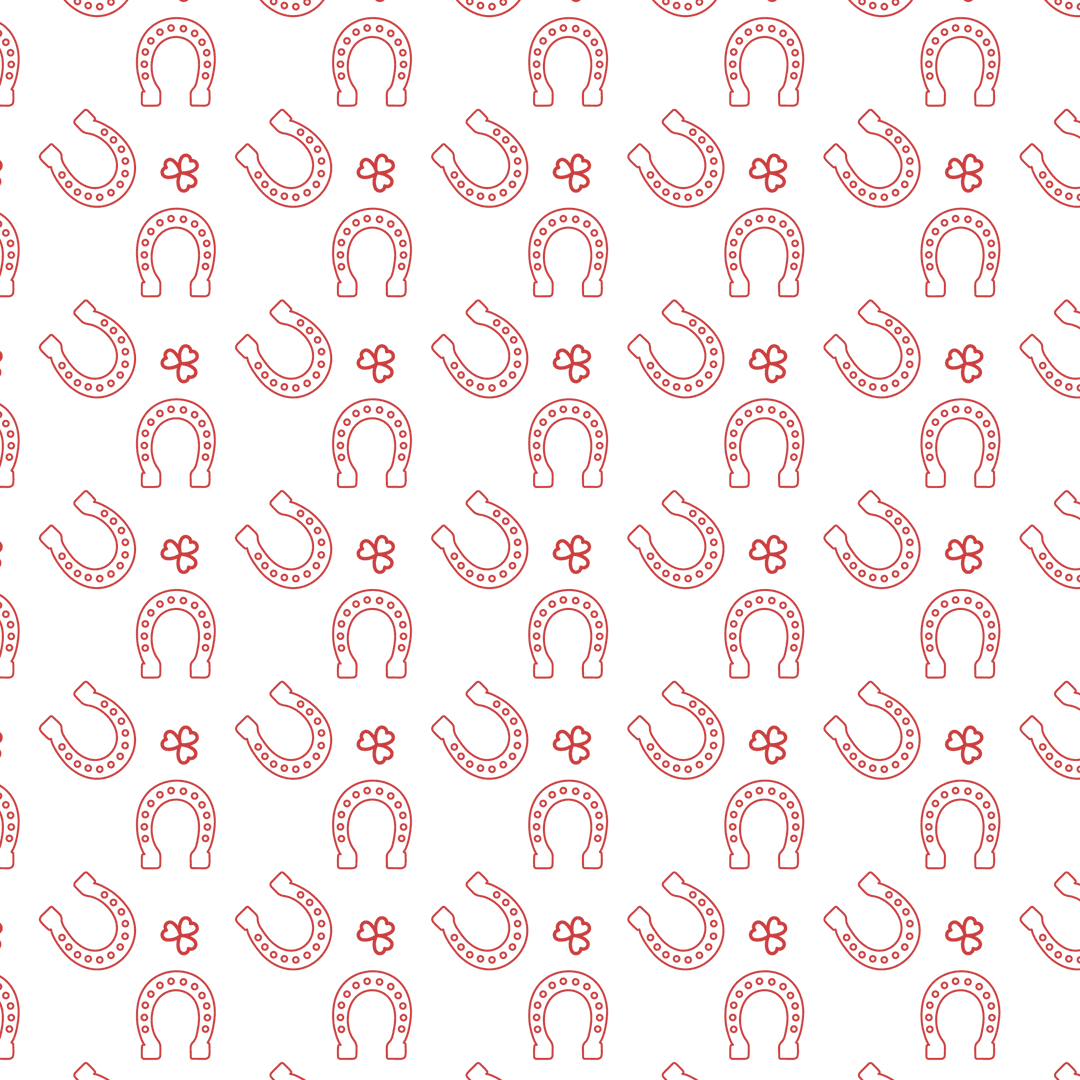 Seamless red horseshoe pattern on transparent background