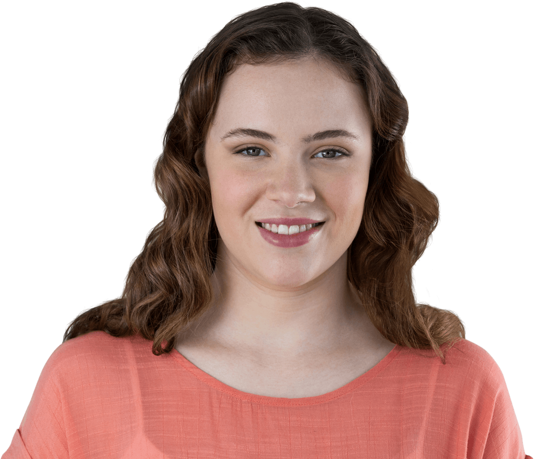 Transparent Background Portrait of Smiling Woman