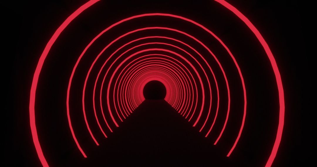 Futuristic Neon Tunnel with Pulsating Red Arcs