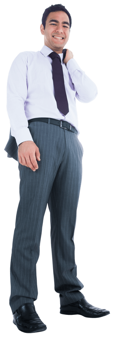 Happy Transparent Businessman Standing with Suit and Tie