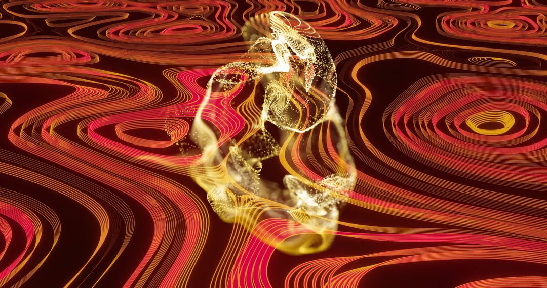 Abstract Digital Interface with Animated Yellow and Red Shapes