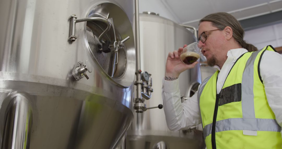 Brewery Worker Inspecting Beer Quality in Manufacturing Facility - Free Images, Stock Photos and Pictures on Pikwizard.com