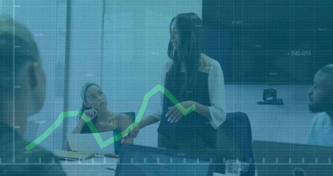 Financial Analysis Meeting with Diverse Business Professionals and Technology Interface