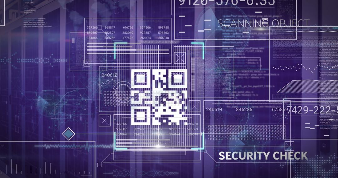 Futuristic Digital UI Interface with QR Code and Data Streams Visualization - Free Images, Stock Photos and Pictures on Pikwizard.com