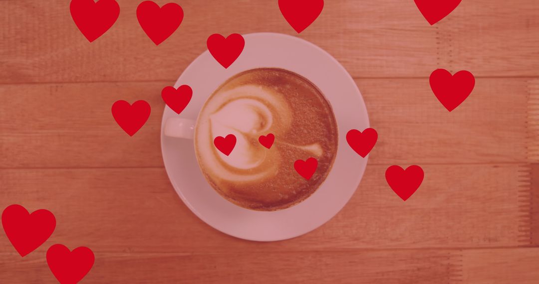 Cappuccino with Heart Patterns Symbolizing Romance