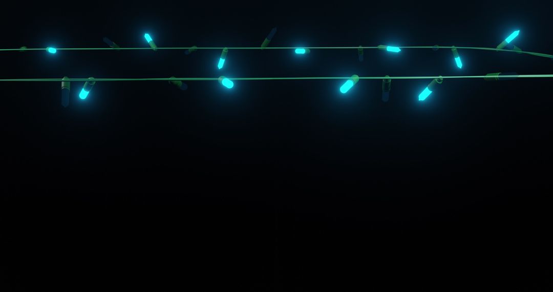 Blue Christmas String Lights on Dark Background
