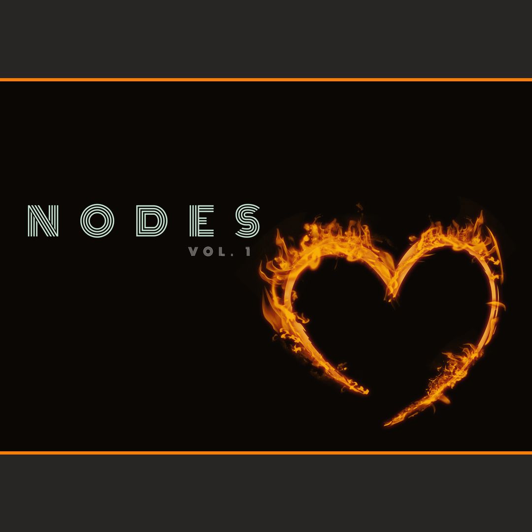 Abstract Heart Made of Fire with Typography on Black Backdrop