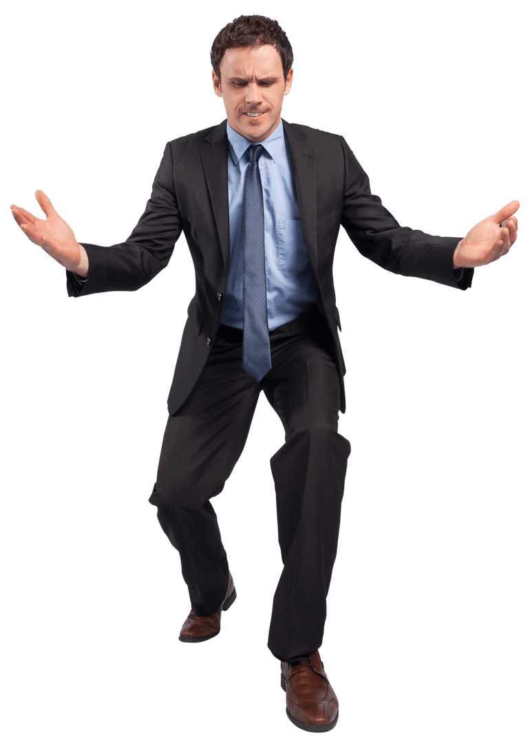 Transparent Businessman with Outstretched Arms Suite and Tie