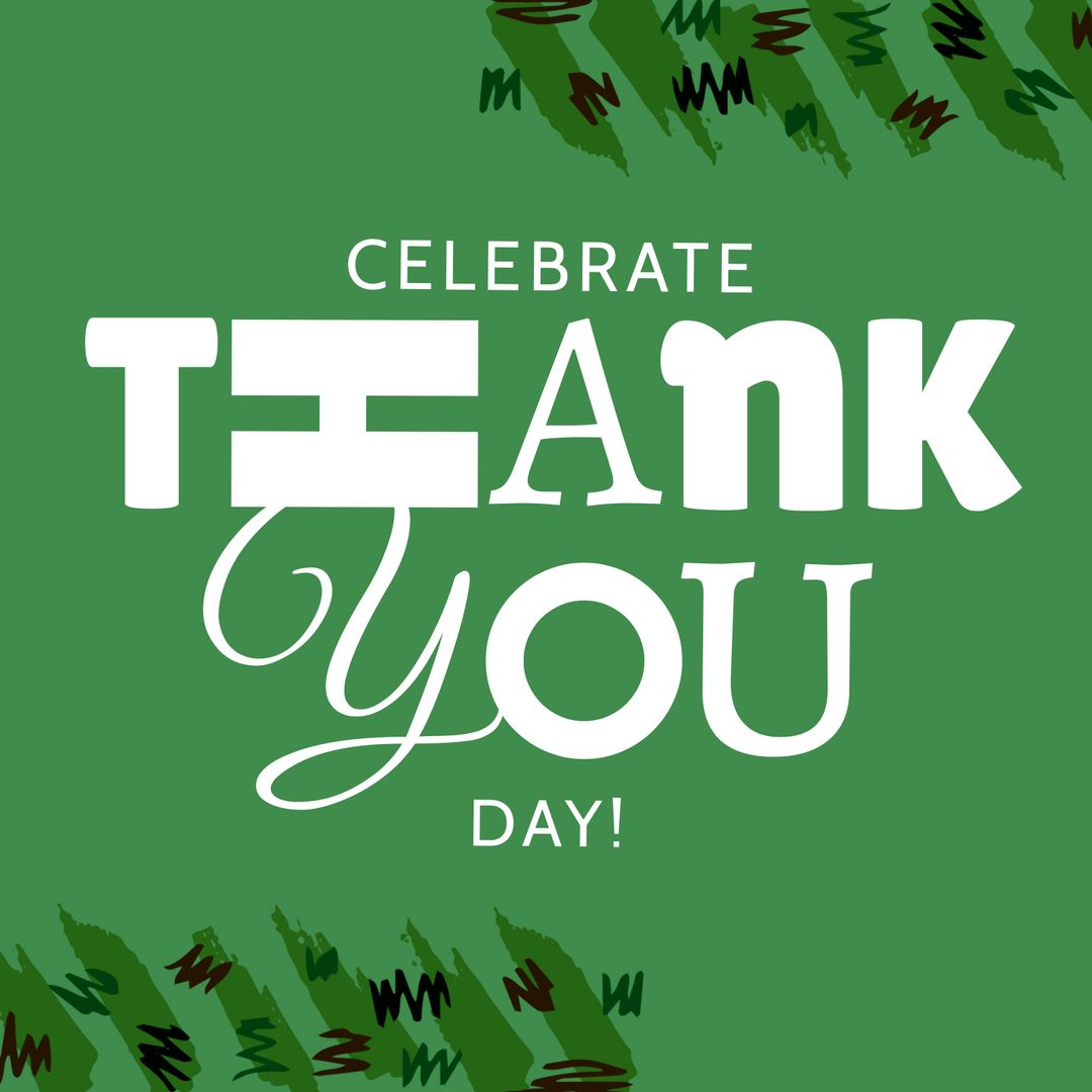 Celebrate Thank You Day with Creative Typography on Green Background