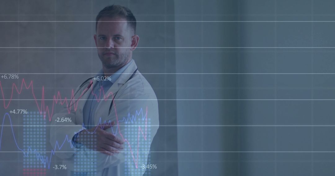 Doctor Analyzing Medical Data with Chart Overlay