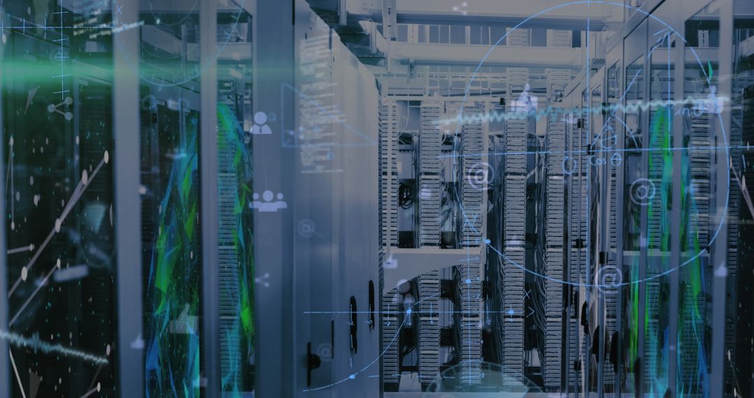 Digital Interface Concept Overlay in Server Room