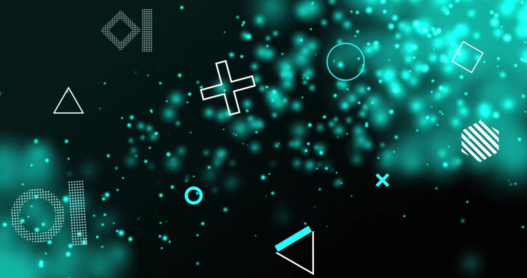 Glowing Particles with Dynamic Geometric Shapes on Digital Background