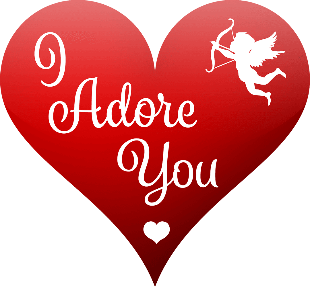 Transparent Heart With Cupid and Romantic Message Graphic