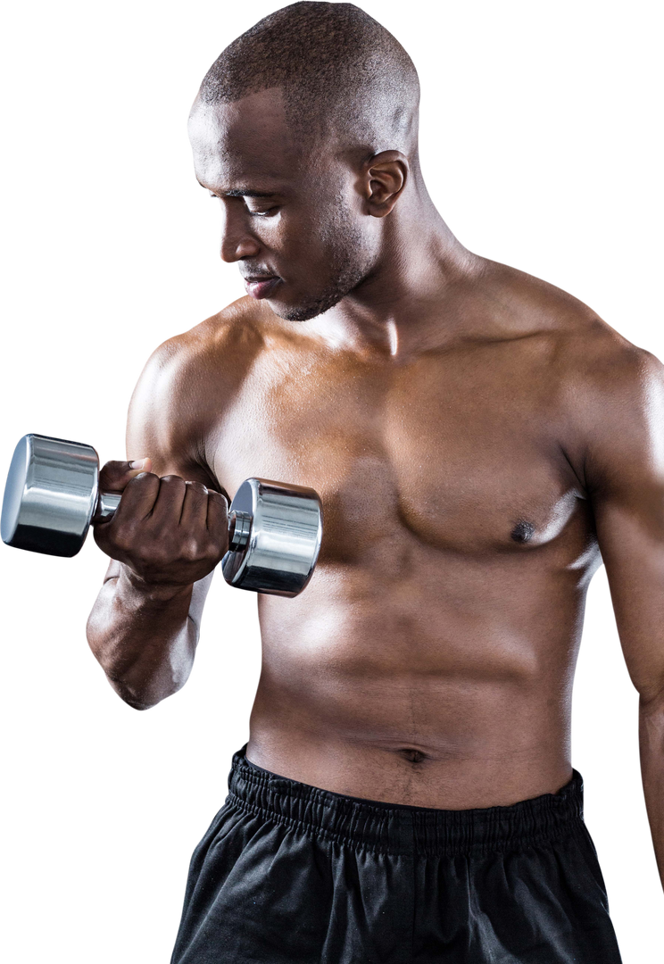 Muscular Athlete Exercising with Dumbbell in Transparent Background - Download Free Stock Images Pikwizard.com