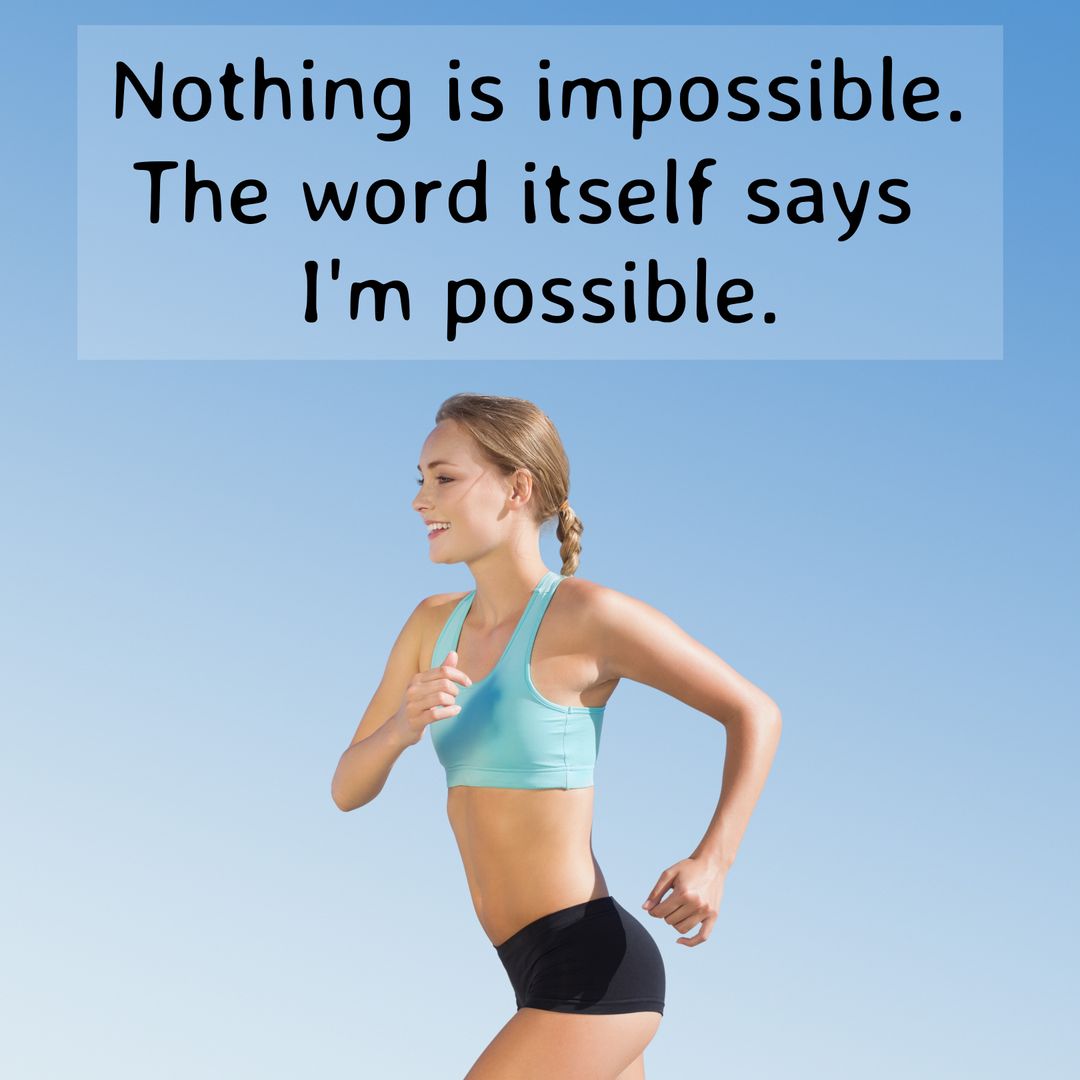 Motivation Quote with Woman Running in Sportswear