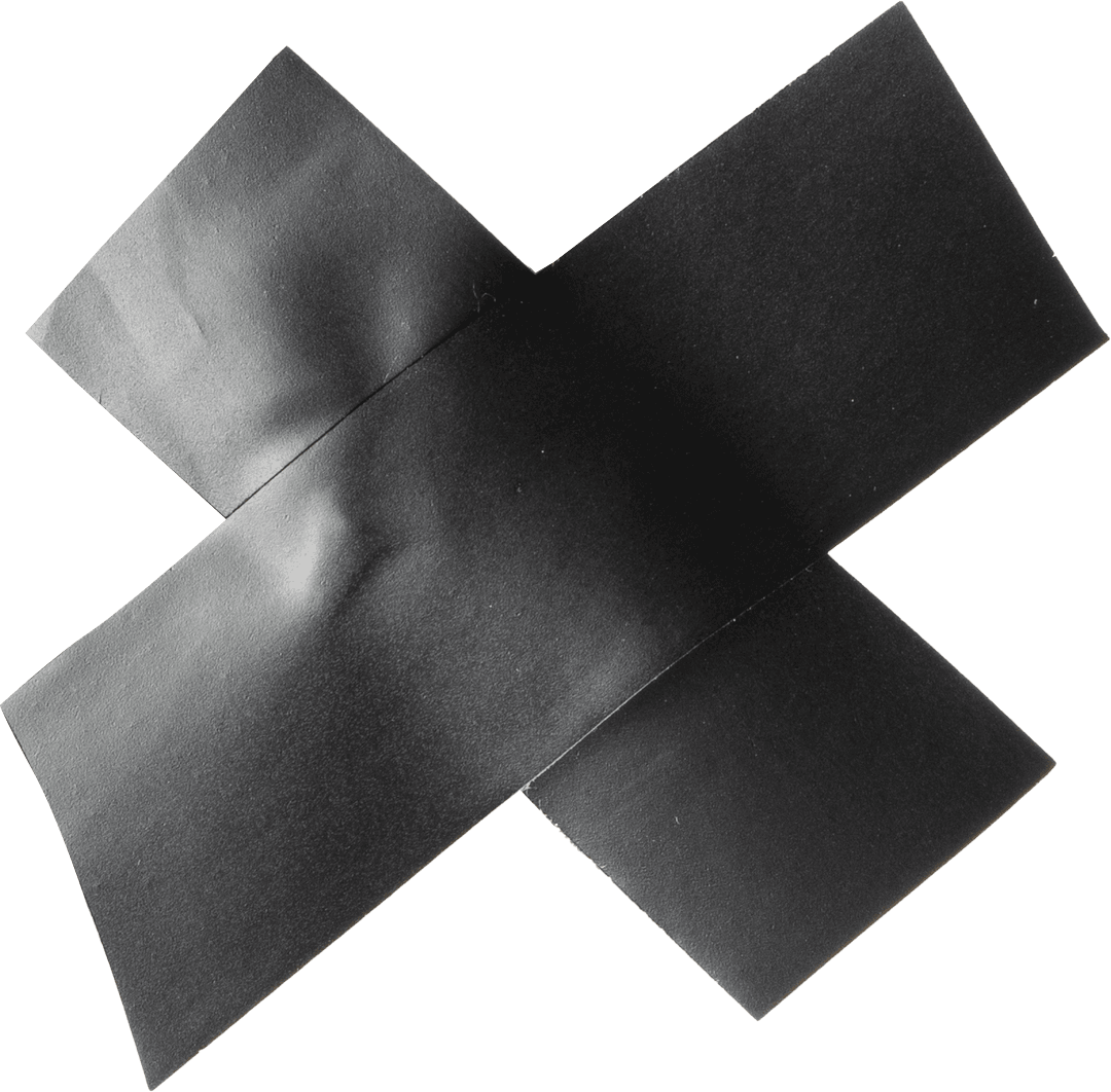 Transparent Black Tape Forming Cross Shape Close-Up
