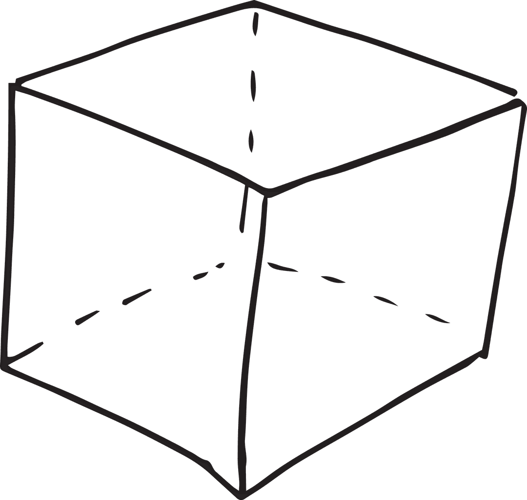 Minimalist Hand-Drawn Transparent Cube Illustration