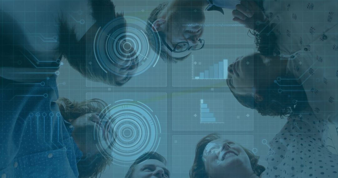 Diverse Team Using Holographic Data Interface in Modern Meeting