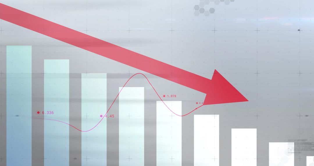 Business Metrics with Declining Trend Indicated by Red Arrow