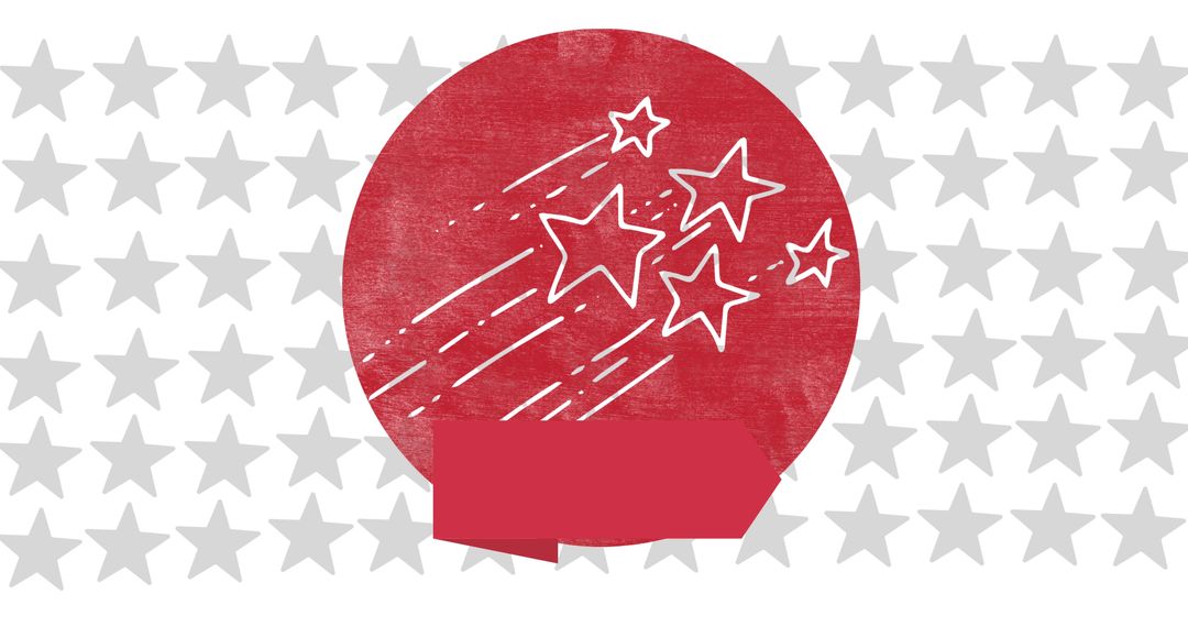 Red Circle with Shooting Stars on Patriotic Background