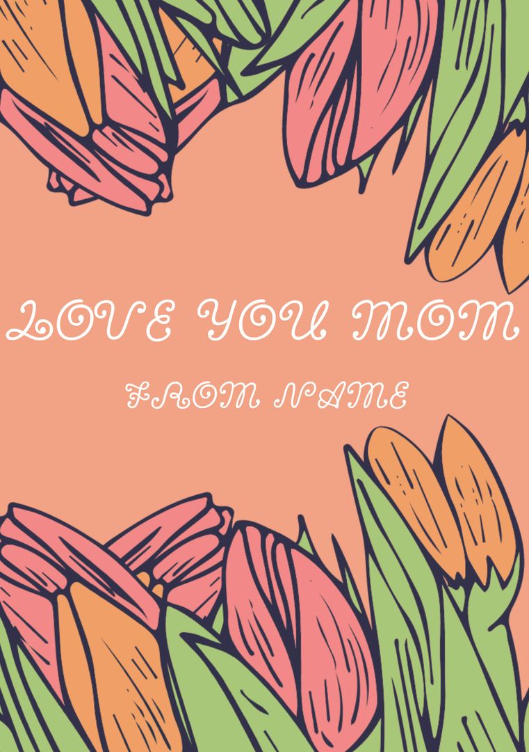 Vibrant Tulips Frame Mother's Day Greeting Card Template