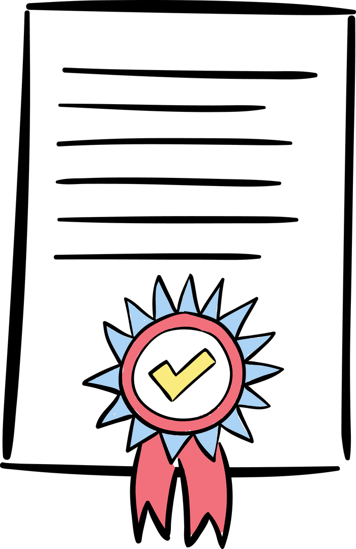 Transparent Award Ribbon with Certificate and Checkmark