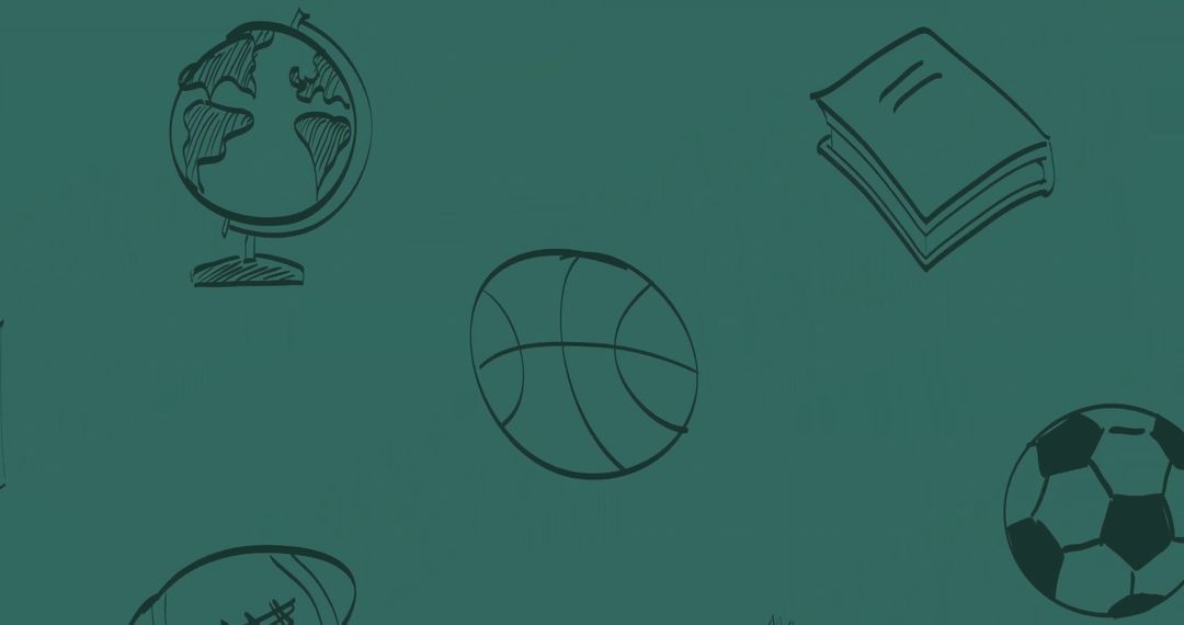 Educational Symbols Pattern on Solid Green Background