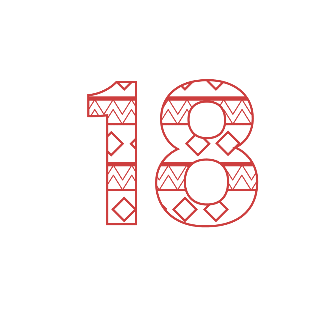 Red Number 18 with Pattern on Transparent Background - Download Free Stock Images Pikwizard.com