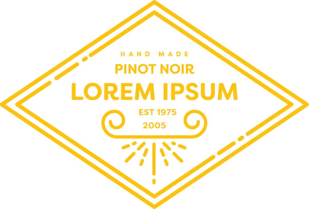 Yellow Wine Label Design on Transparent Background