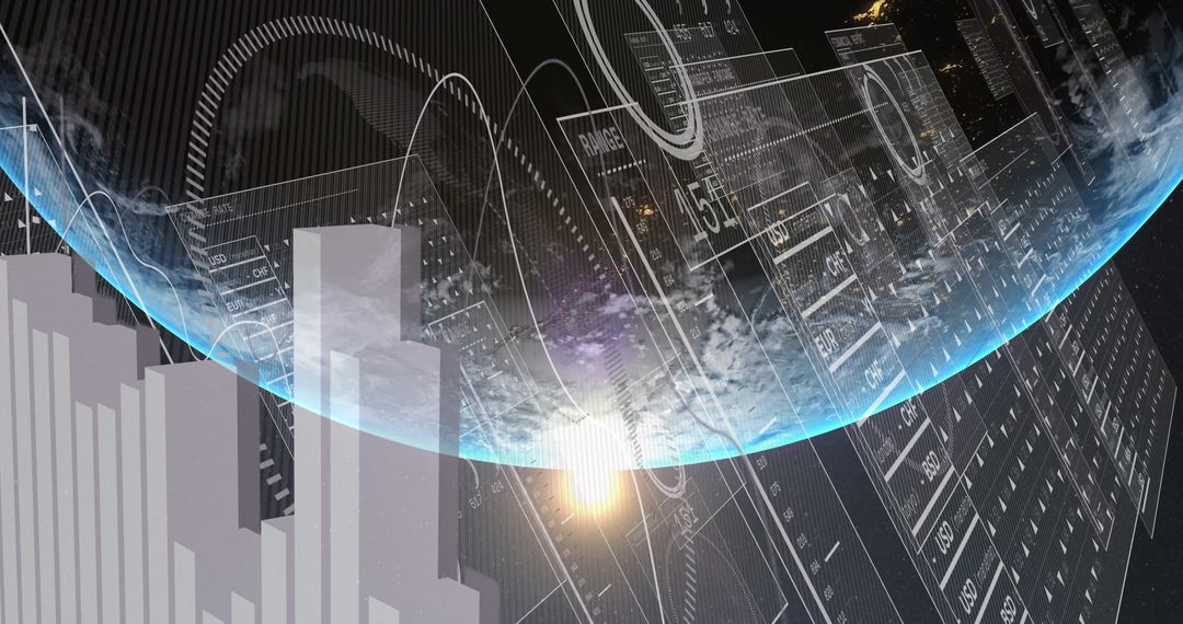 Futuristic Data Visualization with Illuminated Globe in Space