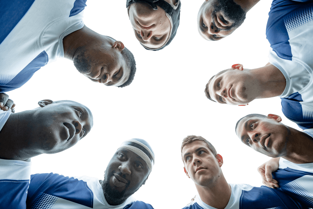 Diverse Rugby Team Huddling Transparent Background
