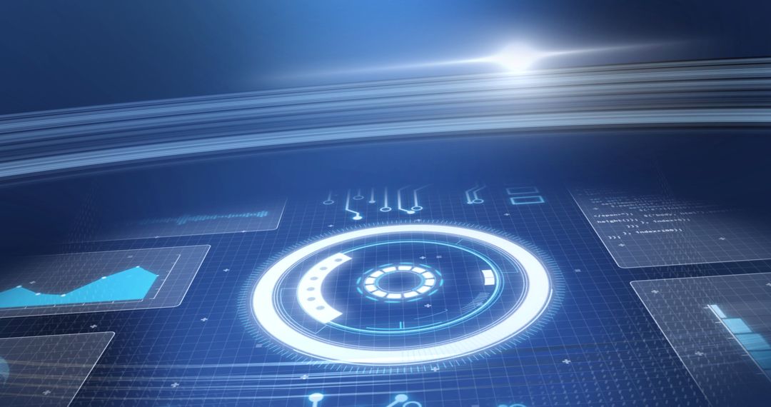 Futuristic Digital Interface with Data Infographics and Scanning