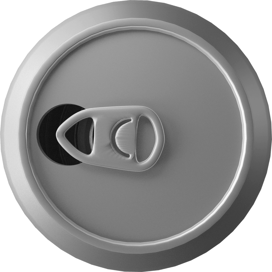 High Quality Top View of Metallic Drink Can Lid on Transparent Background