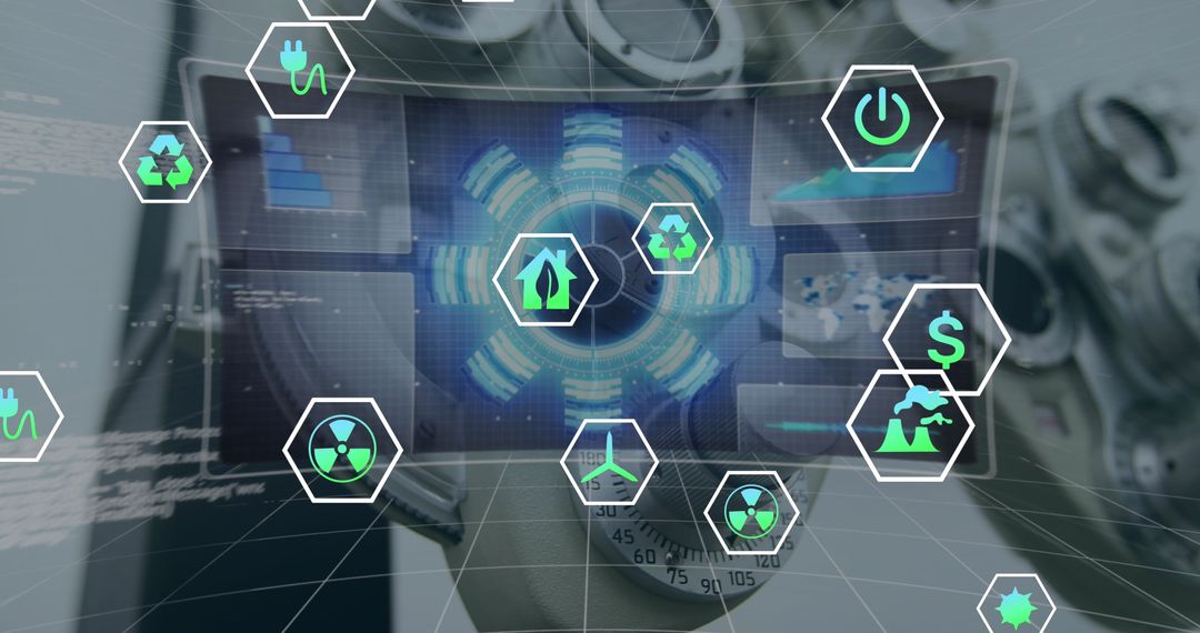 Digital Network of Energy and Technology Icons