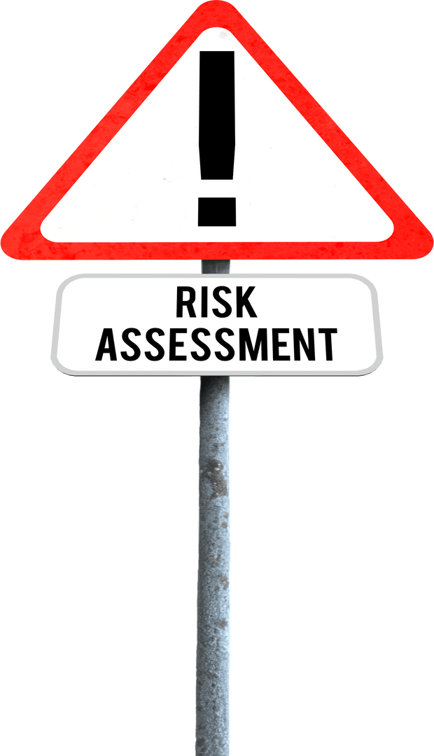 Risk Assessment Attention Road Sign on Transparent Background