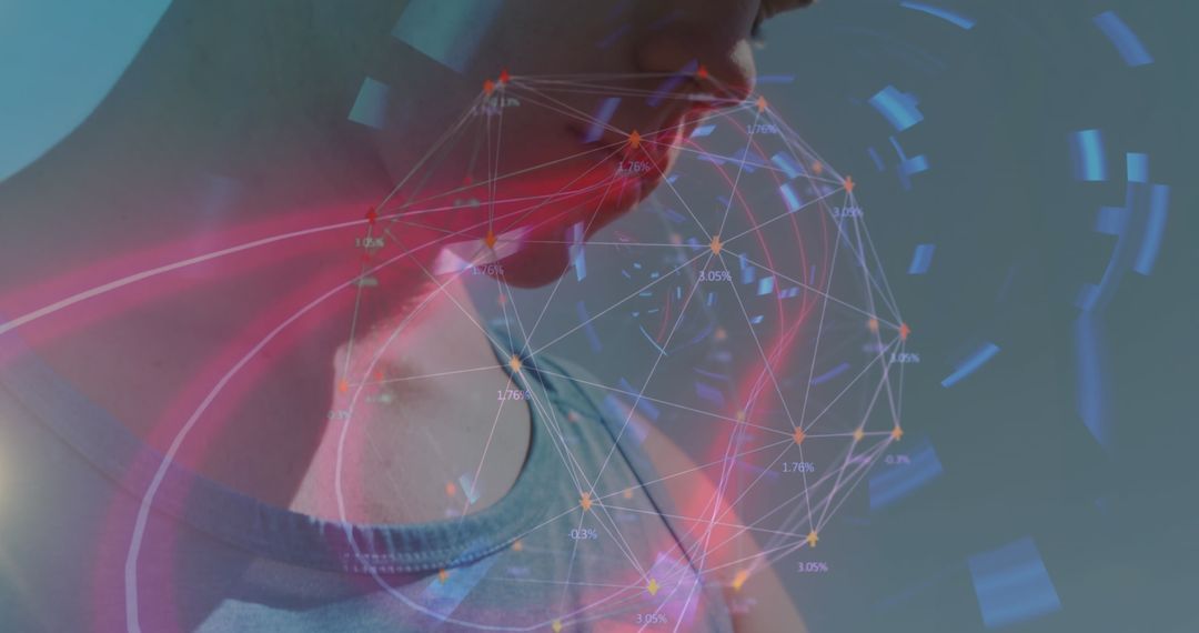 Man in Sleeveless Shirt with Holographic Data Network