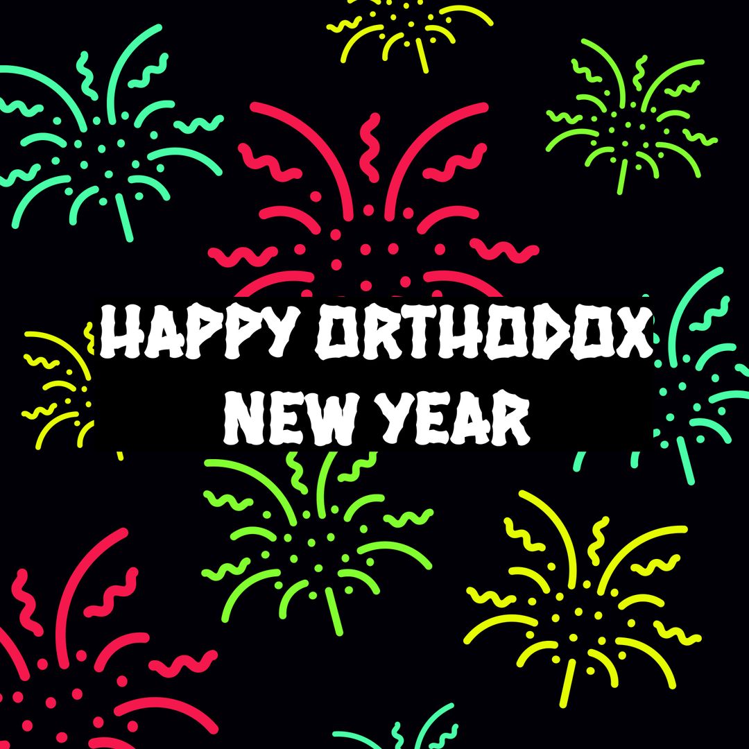 Orthodox New Year Celebration With Colorful Fireworks Display